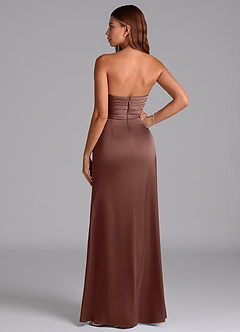 Azazie Claudelle Bridesmaid Dresses Espresso Mermaid Strapless Stretch Satin Dress image7