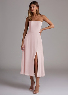 Azazie Wren Jurken voor bruidsmeisjes Jurk van Chiffon met A-Lijn Strapless Blozend Roze image1