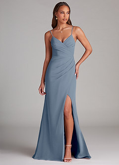 Azazie Maci Bridesmaid Dresses Twilight Sheath Pleated Chiffon Dress image1