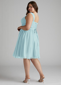 Azazie Angie Bridesmaid Dresses Sea Glass A-Line Corset Chiffon Dress image12