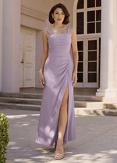 Azazie Jesaphine Bridesmaid Dresses Wisteria Sheath Bow Chiffon Dress image2