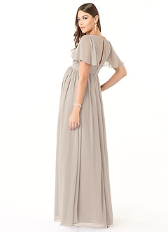 Azazie Verna Brautjungfernkleider für Schwangere A-Linie V-Hals Gerüscht Chiffon Bodenlänge Kleid image4