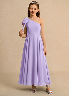 Azazie Guppy Junior Formal Jurken voor bloemenmeisjes A-Lijn Jurk van Chiffon One-Shoulder Lila image3