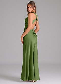 Azazie Evadne Bridesmaid Dresses Juniper A-Line Pleated Stretch Satin Dress image5