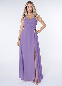 Azazie Nahrin Bridesmaid Dresses Tahiti A-Line V-Neck Pleated Chiffon Dress image1