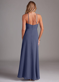 Azazie Bailey Bridesmaid Dresses Stormy A-Line Halter Side Slit Chiffon Dress image2