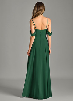 Azazie Chelsey Abiti da Damigella Abito Convertibile A-Line in Chiffon a Spalla Scoperta Verde Scuro image7
