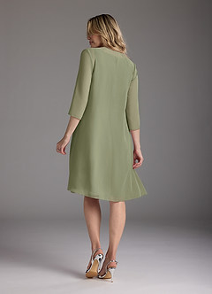 Azazie Shirley Mother of the Bride Dresses Pistachio A-Line Scoop Pleated Chiffon Dress image3