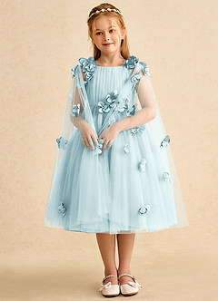 Azazie Staria Blumenmädchenkleider Ballkleid Gestreift Tüll Kleid Seegrün image3