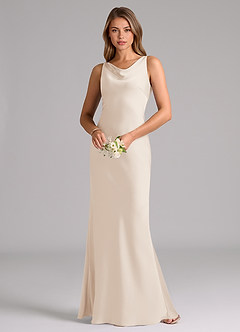 Azazie Allettie Bridesmaid Dresses White Alabaster Mermaid Stretch Satin Dress image3
