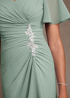Azazie Suffolk Kleider für die Brautmutter A-Linie Plissee Chiffon Kleid Agave image5