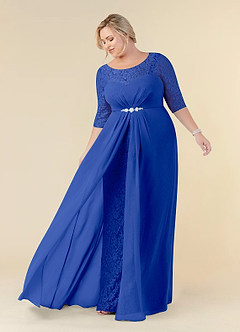 Azazie Leonine Mother of the Bride Dresses Royal Blue A-Line Scoop lace Chiffon Dress image8