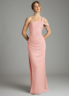 Azazie Tati Probar vestidos en casa Vestido de Borgoña de Malla de Corte Recto con Vestidos sin tirantes image2