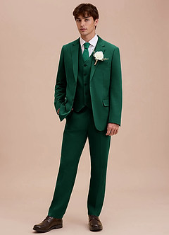 front Ethan Smaragd Verfijnd geweven 3-delig pak