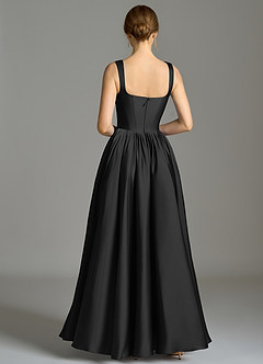 Azazie Verina Bridesmaid Dresses Black A-Line Pleated Stretch Satin Dress image6