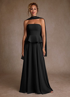 Azazie Josabeth Mother of the Bride Dresses Black A-Line Pleated Chiffon Dress image5
