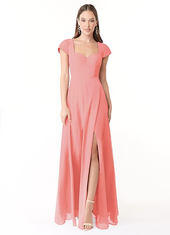 Azazie Hainsly Brautjungfernkleider A-Linie Herzausschnitt Chiffon Kleid Koralle image1