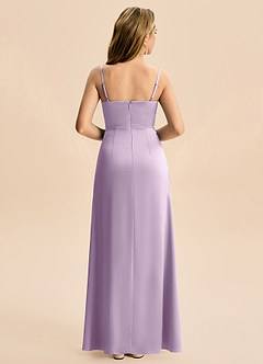 Azazie Abby Junior Robe Trapèze en Satin extensible Plissée Frostiges Flieder image2