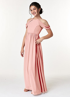 Azazie Seneca Junior Rosette A-Line Off the Shoulder Chiffon Dress image4