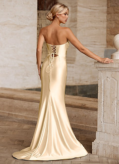 Aelina Champagne Cutout Corset Satin Prom Dress image2