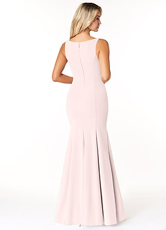 Azazie Rogue Bridesmaid Dresses Blushing Pink Mermaid Scoop Side Slit Stretch Crepe Dress image2