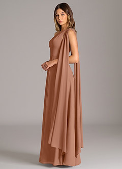 Azazie Tella Bridesmaid Dresses Bronzer A-Line One Shoulder Chiffon Dress image5