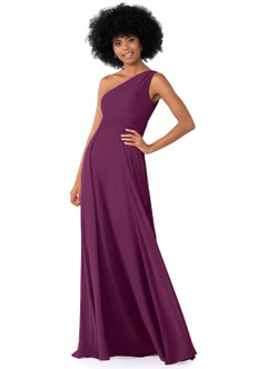 Azazie Dallas Bridesmaid Dresses Raspberry A-Line One Shoulder Chiffon Dress image2