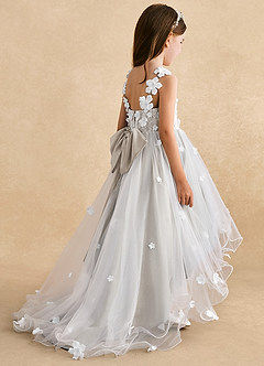 Azazie Celia Blumenmädchenkleider A-Linie Spitze Tüll Kleid Frost image5