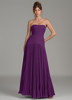 Azazie Yuliana Bridesmaid Dresses Grape A-Line Strapless Chiffon Dress image1