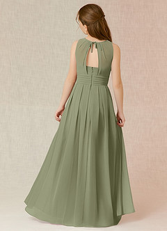 Azazie Bibiane Junior Pistachio A-Line Pleated Chiffon Dress image3