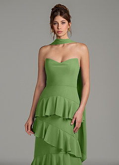 Azazie Imani Final Sale Steel Blue A-Line Ruched Chiffon Dress image2
