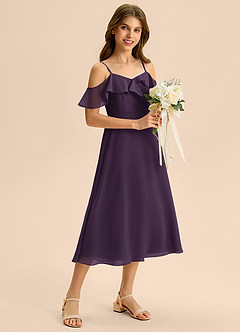 Azazie Kamilla Junior Klä av A-Line i Chiffong Av axeln image5