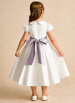 Azazie Deary Flower Girl Dresses Ivory Dusk A-Line Bow Cotton Dress image2