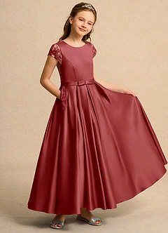 Azazie Bunny Girls Formal Abiti da Ragazza di Fiori Abito Principessa in Pizzo Ruggine image1