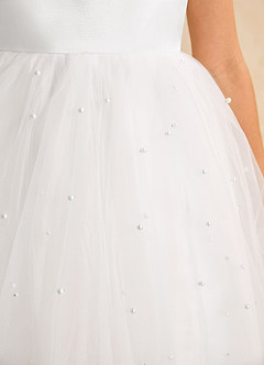 Azazie Esme Flower Girl Dresses White Ball-Gown Bow Tulle Dress image9