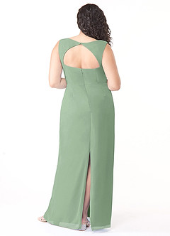 Azazie Flori Bridesmaid Dresses Matcha Sheath Square Neckline Chiffon Dress image8