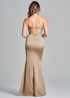 Azazie Olea 신부 들러리 드레스 인어 스트랩리스 스트레치 새틴 바닥 길이 드레스 image4