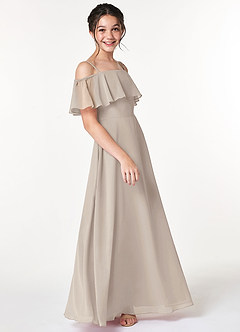 Azazie Maggie Junior Frost A-Line Off the Shoulder Chiffon Dress image4