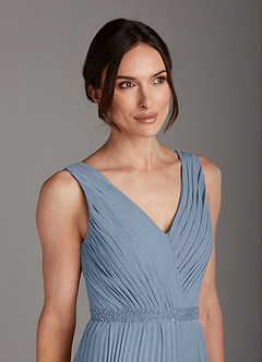 Azazie Kris Abiti per la Madre della Sposa Abito A-Line in Chiffon Lustrini Blu Polveroso image6