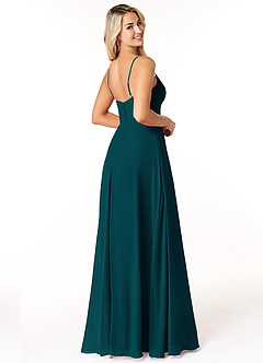 Azazie Moira Robes de demoiselle d'honneur Robe Trapèze en Mousseline de soie Décolleté Vert Pin image5