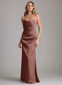 Azazie Lucille Bridesmaid Dresses Espresso Mermaid Strapless Stretch Satin Convertible Dress image1