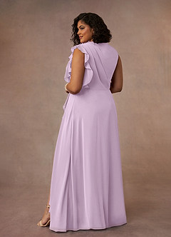 Azazie Narine Mother of the Bride Dresses Frosted Lilac A-Line High Neckline Pleated Chiffon Dress image11
