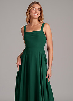 Azazie Shaude Bridesmaid Dresses Emerald A-Line Pleated Chiffon Dress image5