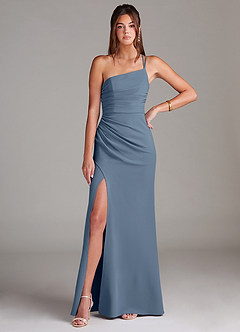 Azazie Eren Bridesmaid Dresses Twilight Sheath One Shoulder Stretch Crepe Dress image3