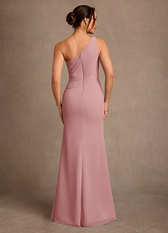 Azazie Floy Mother of the Bride Dresses Dusty Rose Sheath One Shoulder Chiffon Dress image3