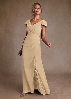 Azazie Betania Mother of the Bride Dresses Champagne Mermaid Sequins Chiffon Dress image4