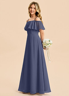 Azazie Maggie Junior Stormy A-Line Off the Shoulder Chiffon Dress image3