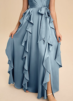 Azazie Peyton Junior Klä av A-Line i Stretch Satin Plisserad image6