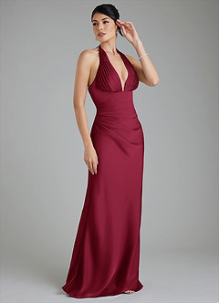 Azazie Torrance Bridesmaid Dresses Burgundy Mermaid Corset Stretch Satin Dress image6