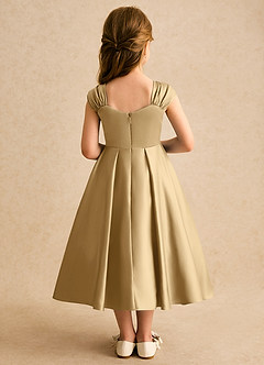 Azazie Yosemite Flower Girl Dresses Gold Ball-Gown Sweetheart Neckline Matte Satin Dress image2